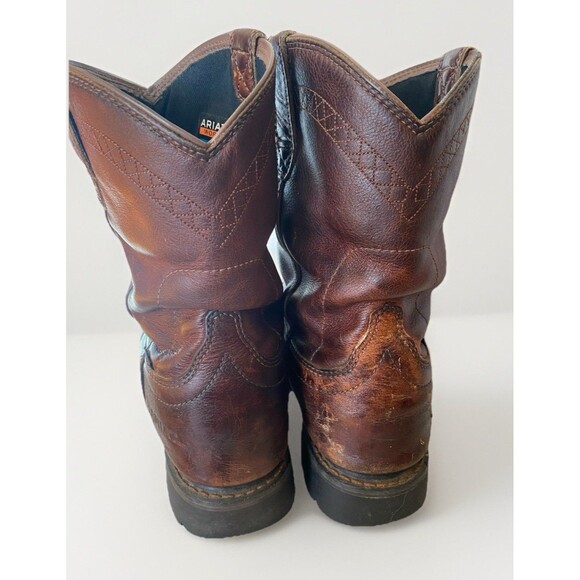 ARIAT Sierra Men 10 EE Western Work Boots Brown Leather Pull On Soft Toe main image 6